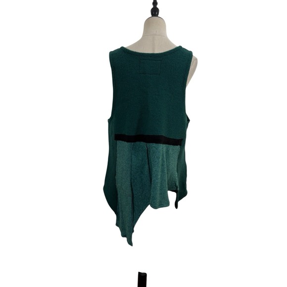 Vtg 90s Cathrine Coloney Green Sweater Vest Patchwork Asymmetrical Wearable Art - Picture 6 of 8